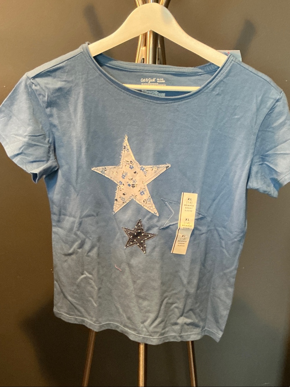 Cat & Jack Light Blue Star Appliqué Short Sleeve Tee